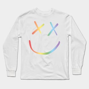 Rainbow Smiley Louis Tomlinson black background Long Sleeve T-Shirt